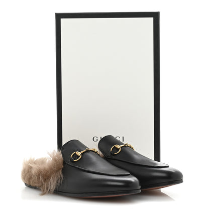 Gucci Calfskin Fur Womens Princetown Slippers 38 Black 9 of 9