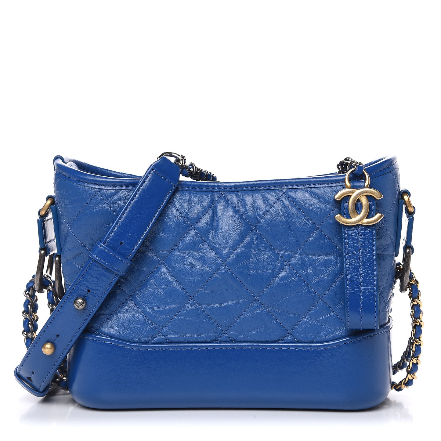Aged Calfskin Quilted Small Gabrielle Hobo Blue