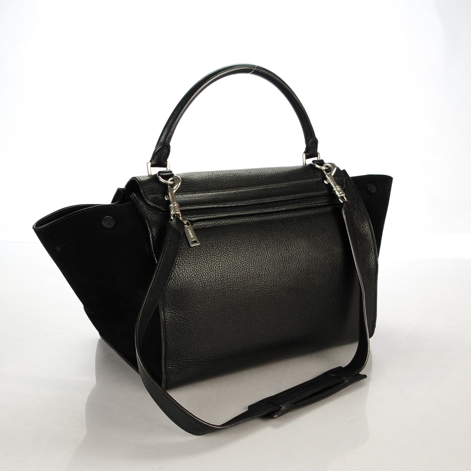 Celine Drummed Calfskin Suede Medium Trapeze Black 3 of 8