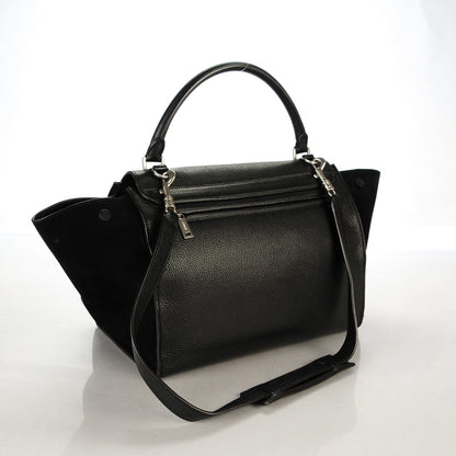 Celine Drummed Calfskin Suede Medium Trapeze Black 3 of 8