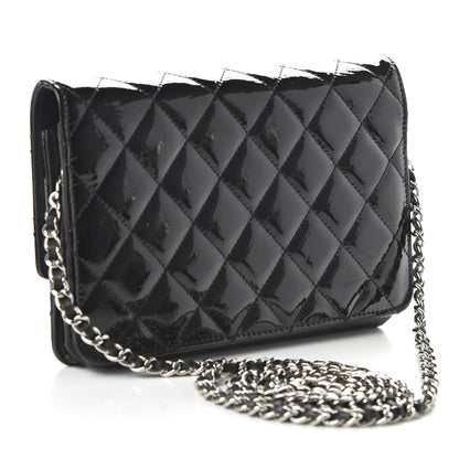 Chanel Patent Quilted Brilliant Wallet On Chain WOC Black 3 of 11