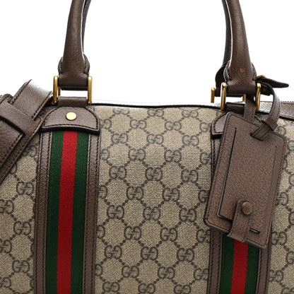 Gucci GG Supreme Monogram Textured Dollar Calfskin Web Small Duffle Bag Beige Ebony 9 of 15