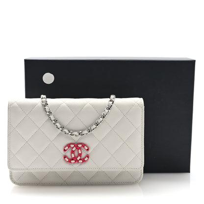 Chanel Caviar Quilted Chanel 19 Wallet on Chain WOC White Pink 10 of 10