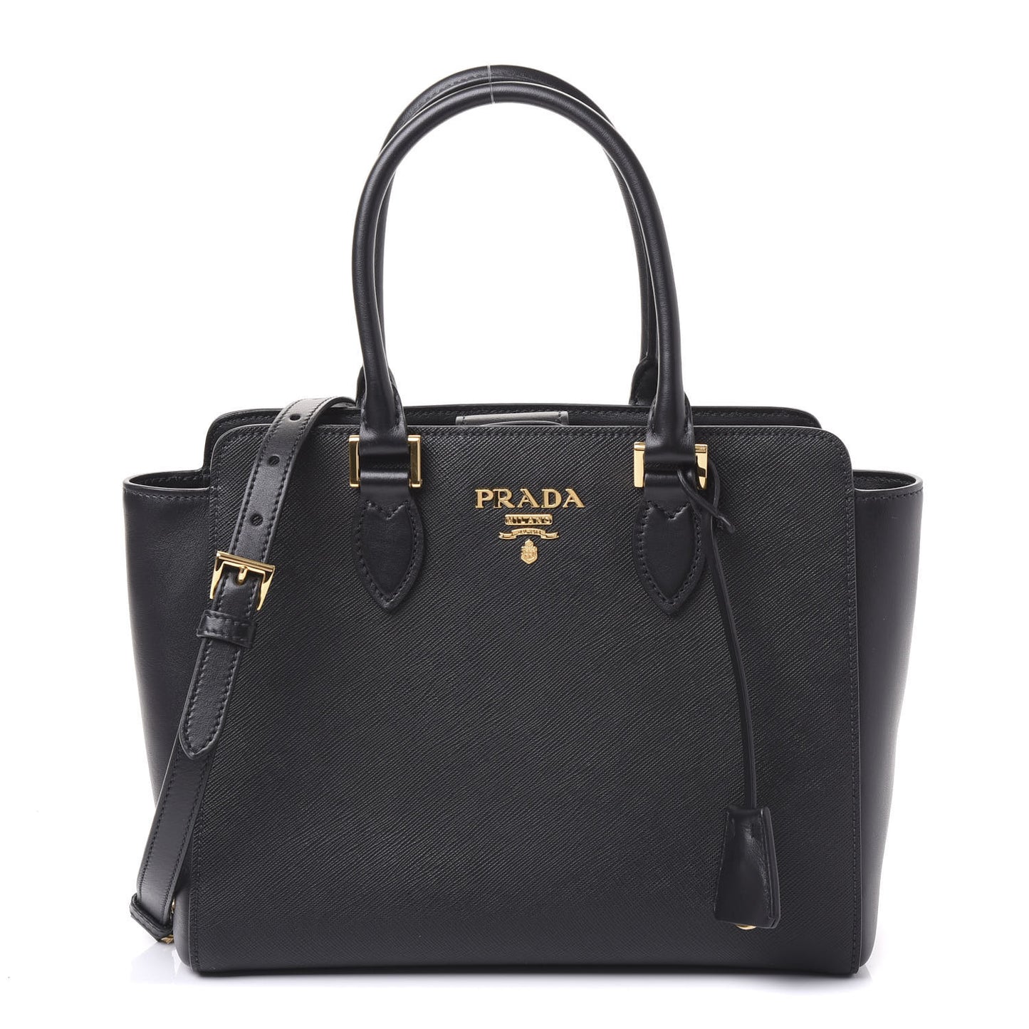 Saffiano Soft Calfskin Zippered Tote Black
