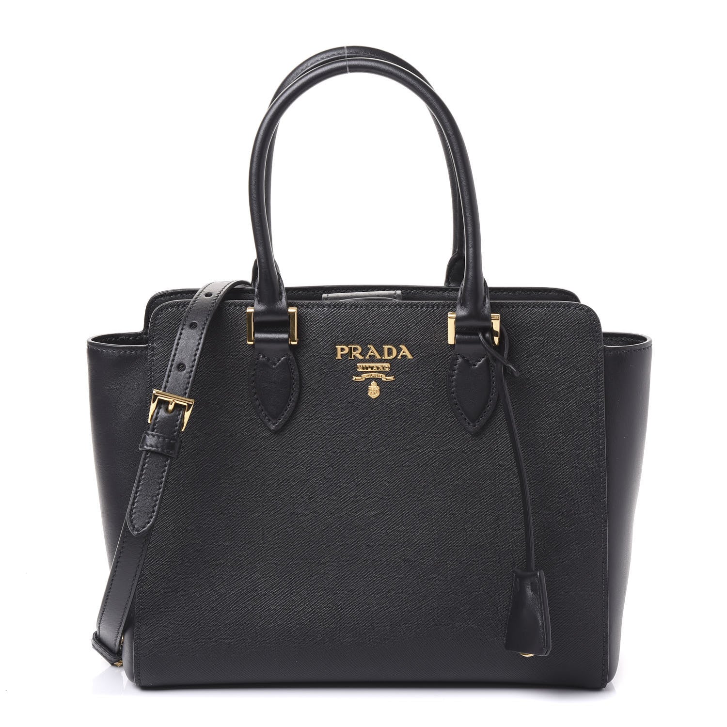 Prada Saffiano Soft Calfskin Zippered Tote Black 1 of 8