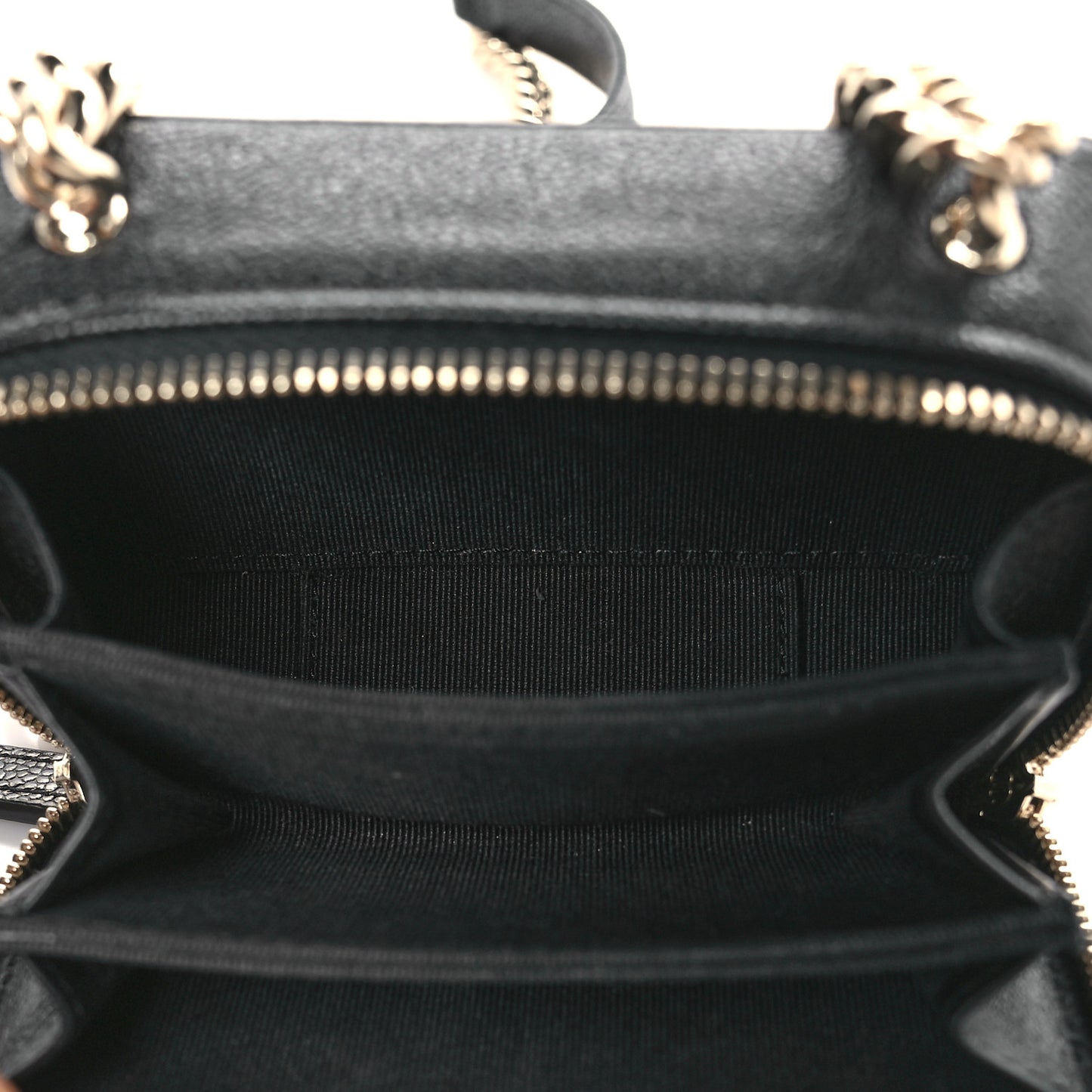 Caviar Chevron Quilted Mini Boy Clutch With Chain Black