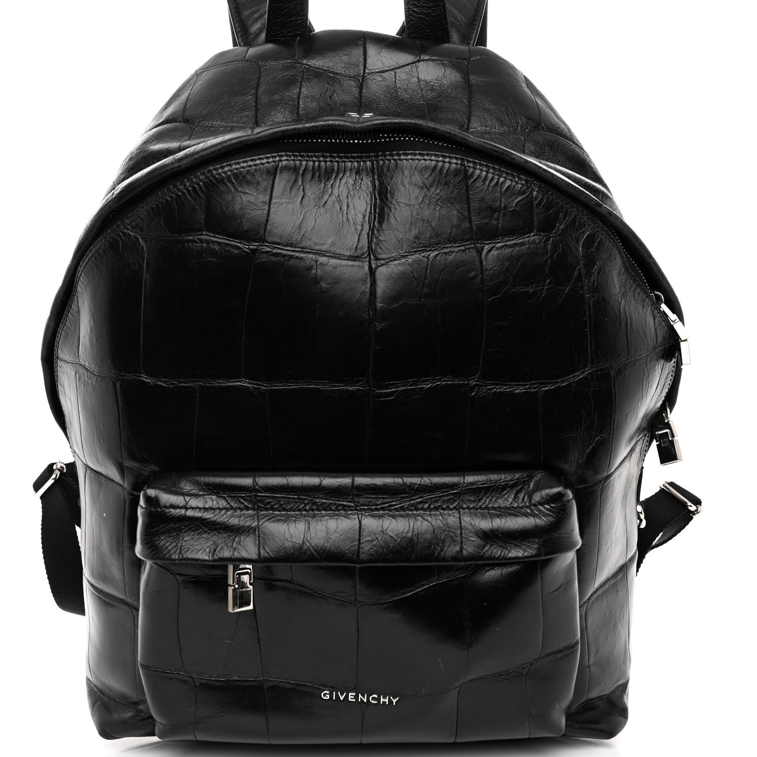 Givenchy Calfskin Crocodile Embossed Double U Backpack Black 7 of 10