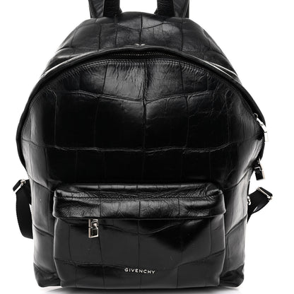Givenchy Calfskin Crocodile Embossed Double U Backpack Black 7 of 10
