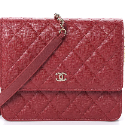 Chanel Caviar Quilted Square Wallet On Chain WOC Dark Red 8 of 11