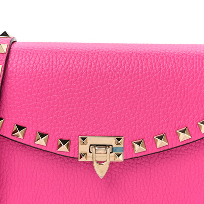 Valentino Garavani Grainy Calfskin Rockstud Flip Lock Wallet With Chain Pink PP 6 of 8