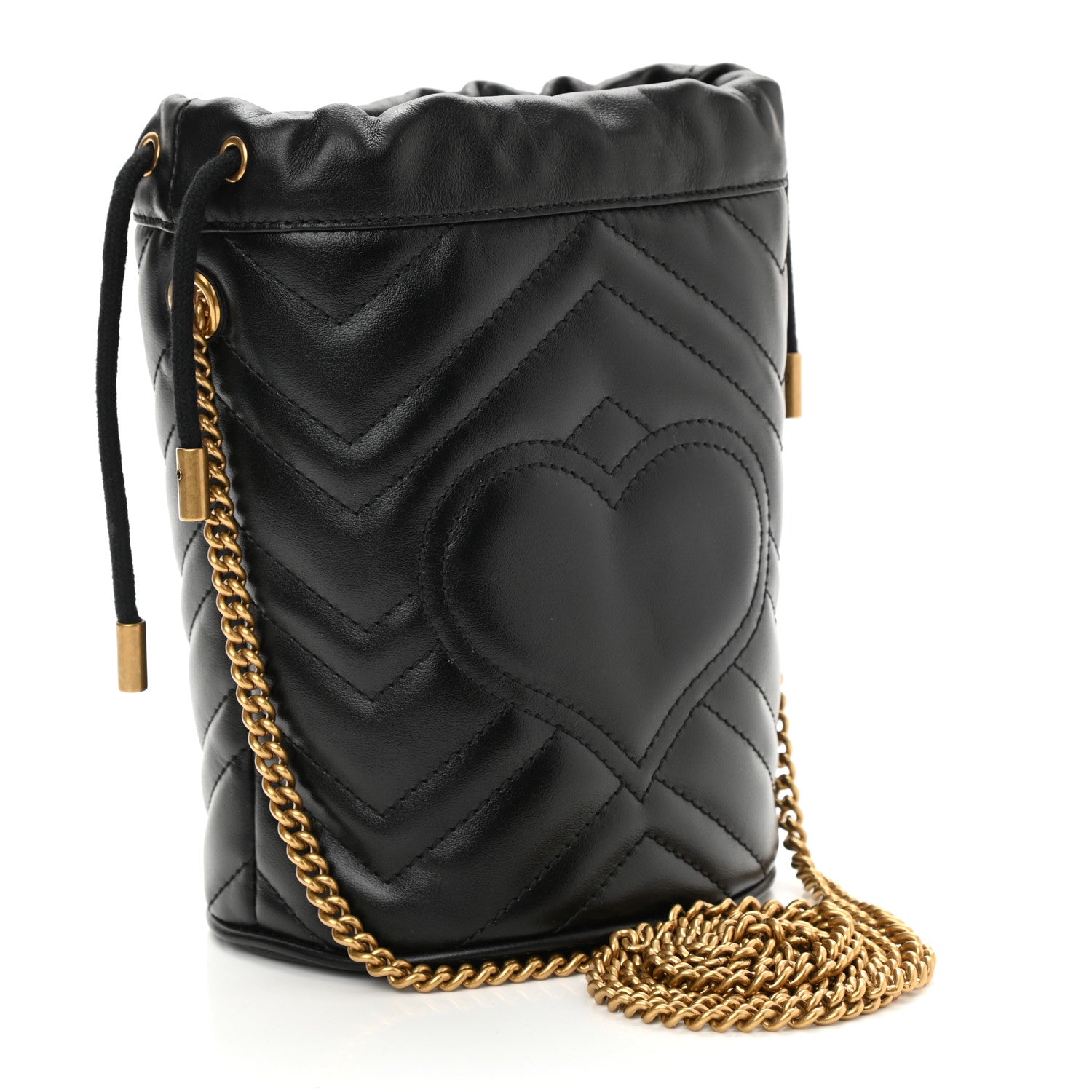 Gucci Calfskin Matelasse Mini GG Marmont 2.0 Bucket Bag Black 3 of 8