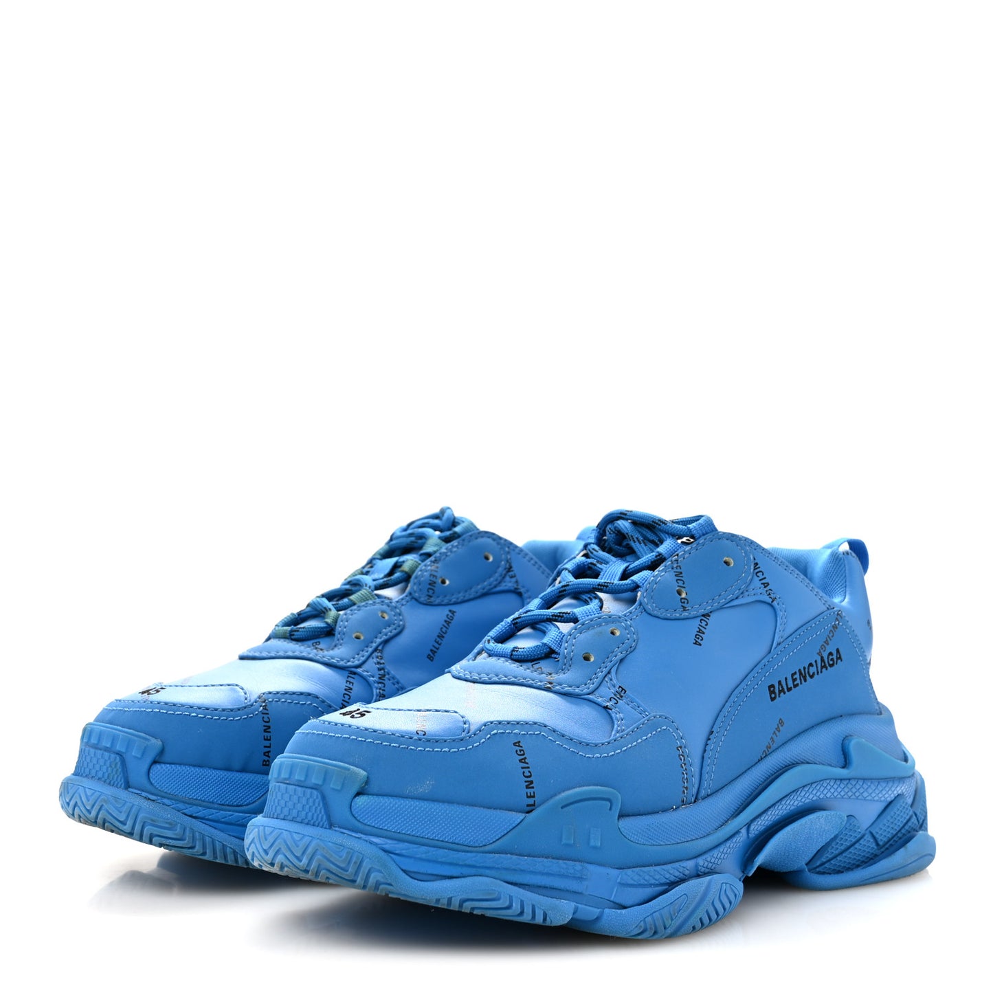 Technical Fabric Allover Logo Mens Triple S Sneakers 45 Blue Black 45 Blue Black