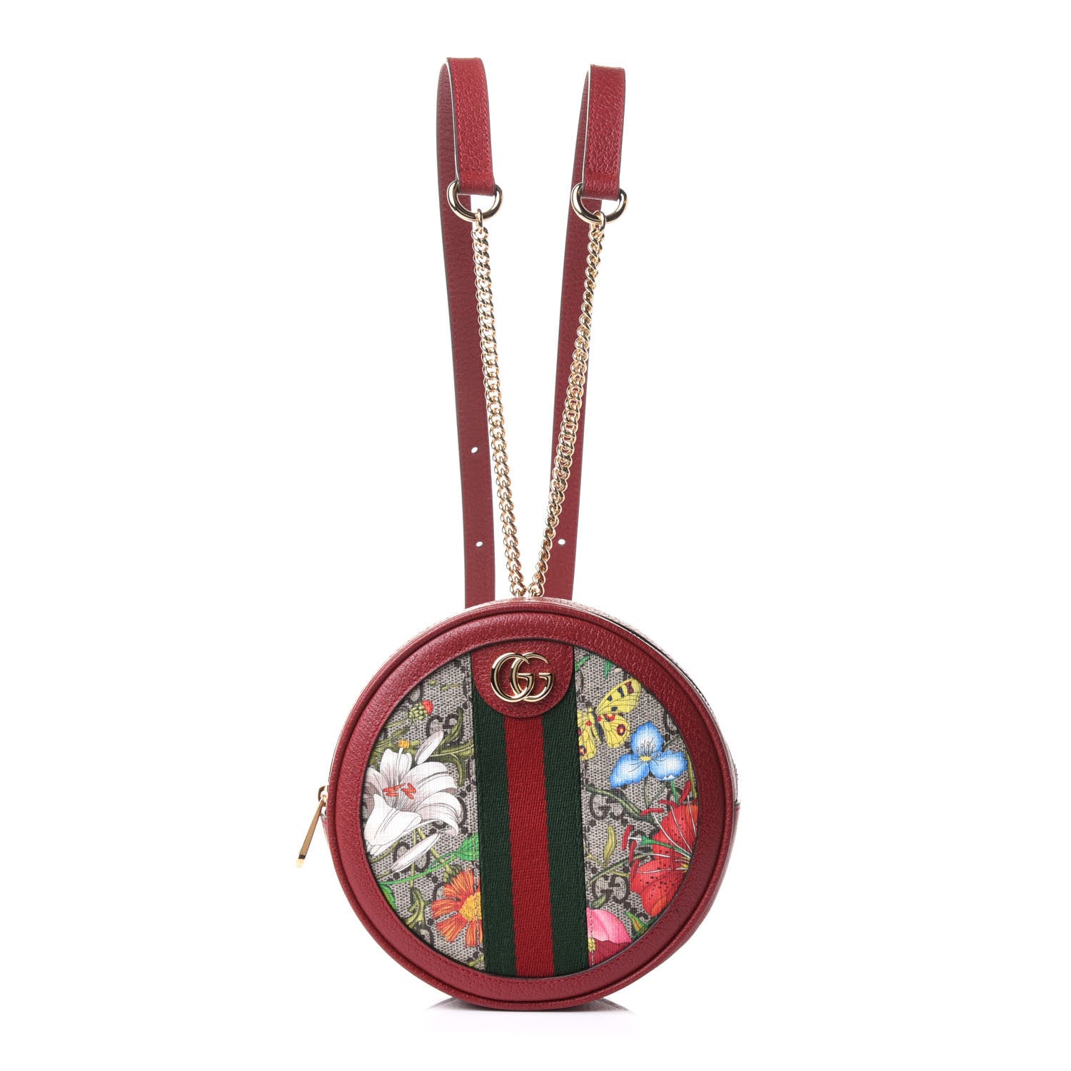 Gucci GG Supreme Monogram Web Flora Mini Ophidia Round Backpack Red 1 of 11