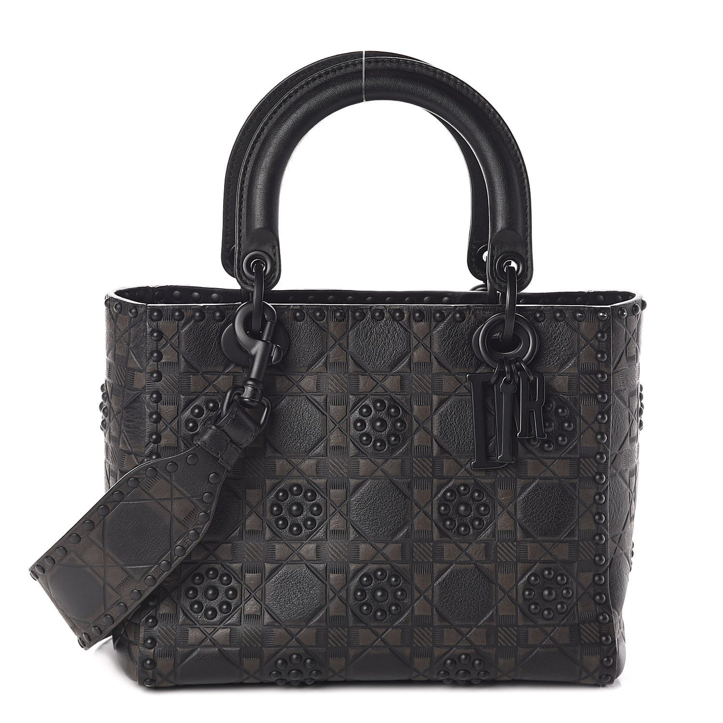 Lambskin Studded Matte Cannage Medium Lady Dior So Black