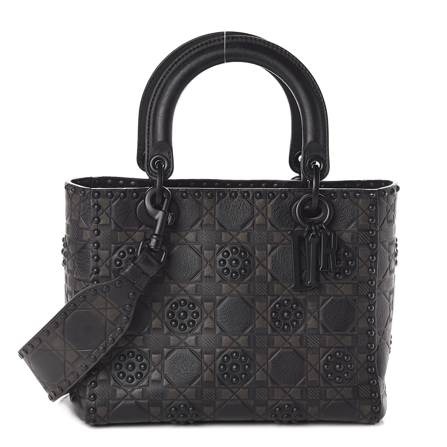 Christian Dior Lambskin Studded Matte Cannage Medium Lady Dior So Black 1 of 9