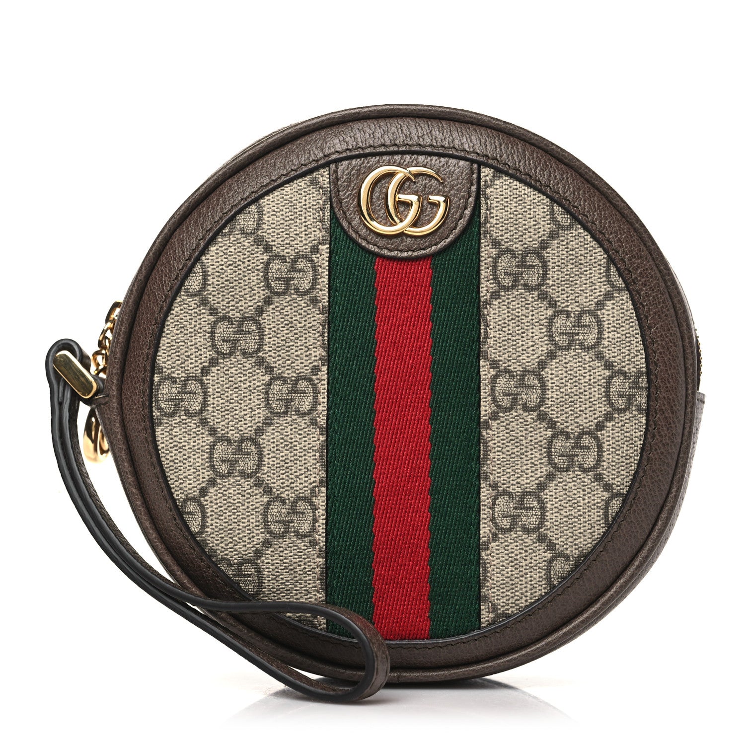 Gucci GG Supreme Monogram Web Ophidia Circle Wristlet Beige New Acero 1 of 10