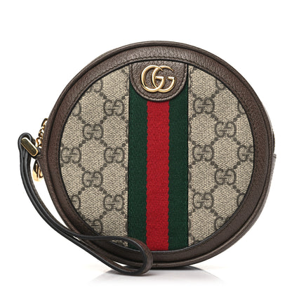 Gucci GG Supreme Monogram Web Ophidia Circle Wristlet Beige New Acero 1 of 10