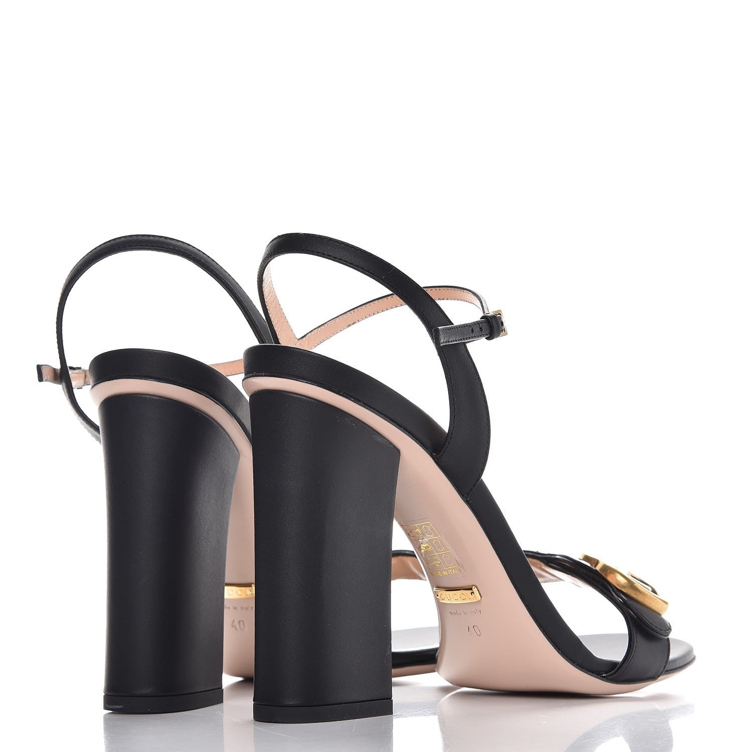 Gucci Lifford Calfskin GG Marmont Ankle Wrap 105mm Sandals 40 Black 4 of 10