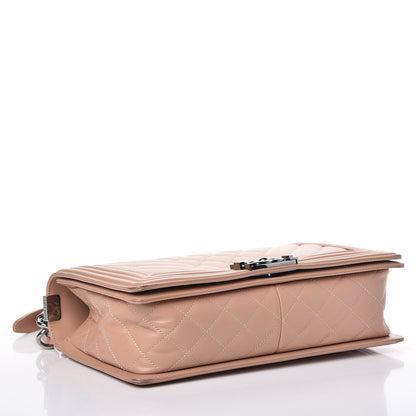 Chanel Calfskin Chevron Quilted New Medium Boy Flap Beige 4 of 14