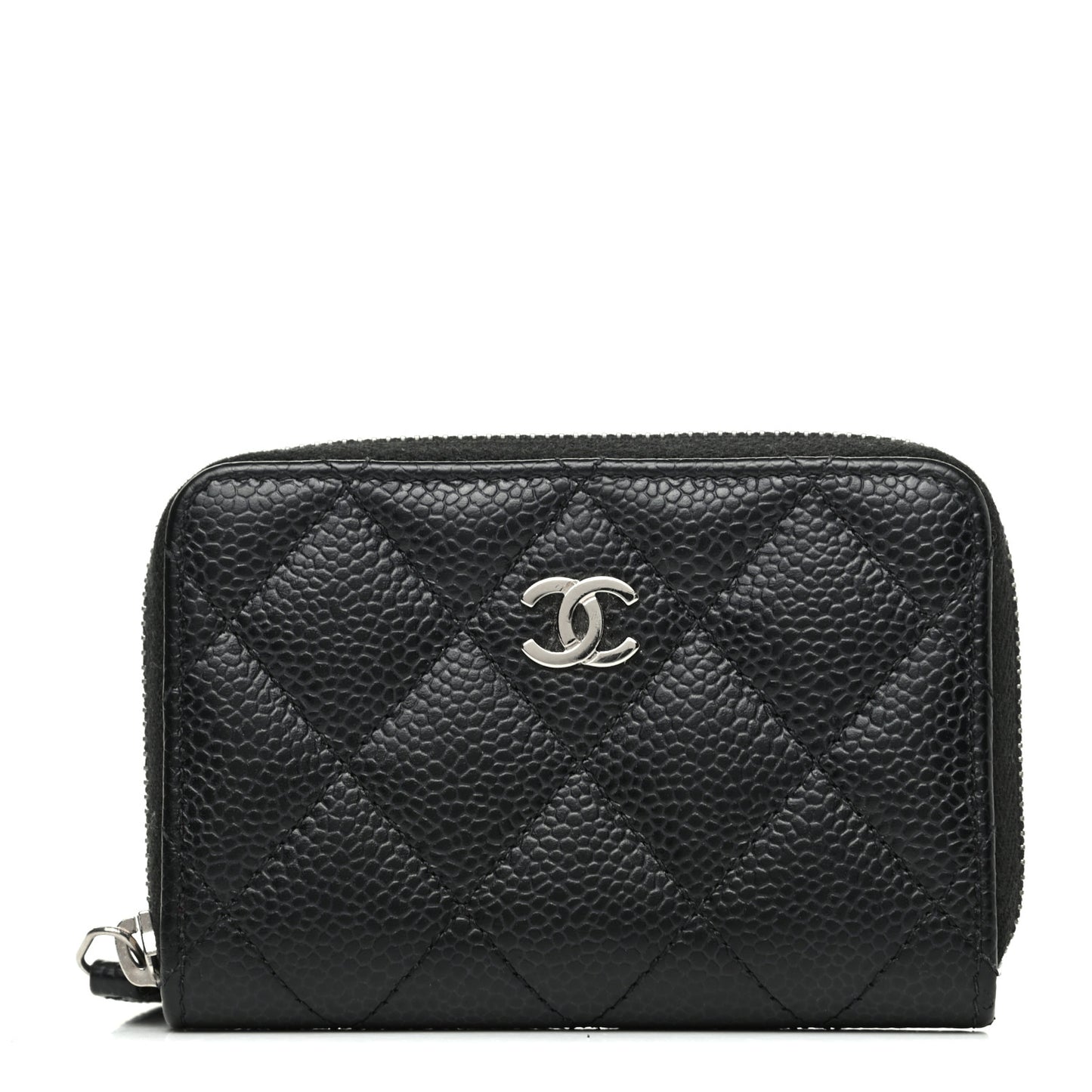 Caviar Quilted Zip Coin Purse Black
