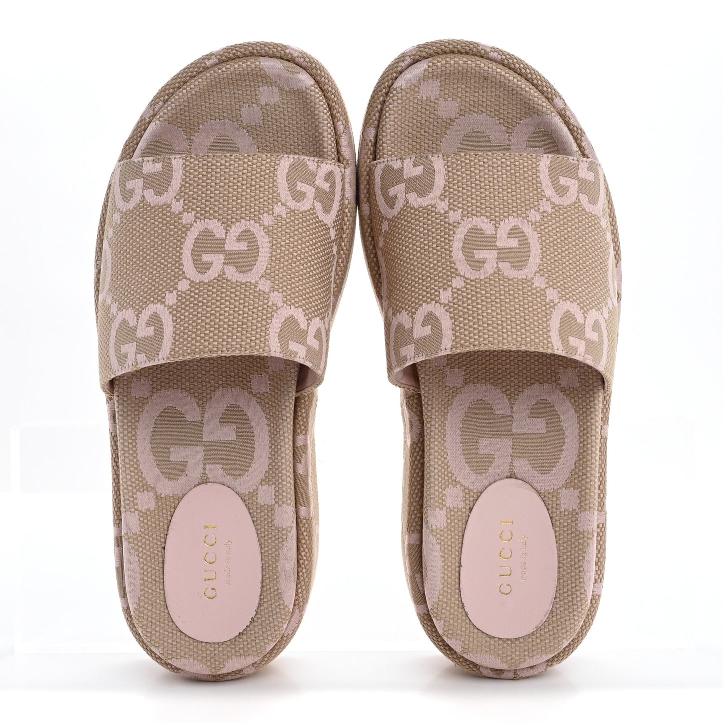 Monogram Jumbo GG Angelina Platform 55mm Slide Sandals 37.5 Beige Perfect Pink