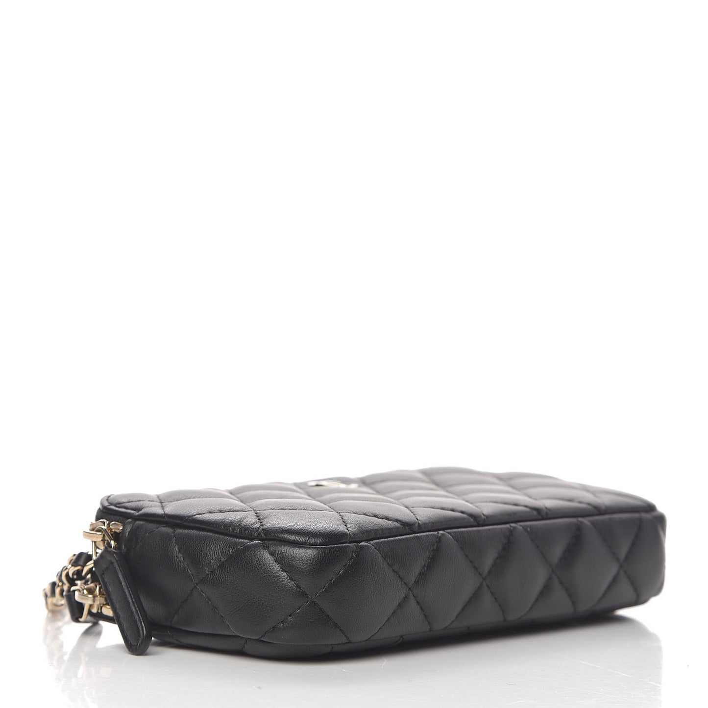 Lambskin Quilted Small Clutch With Chain Black