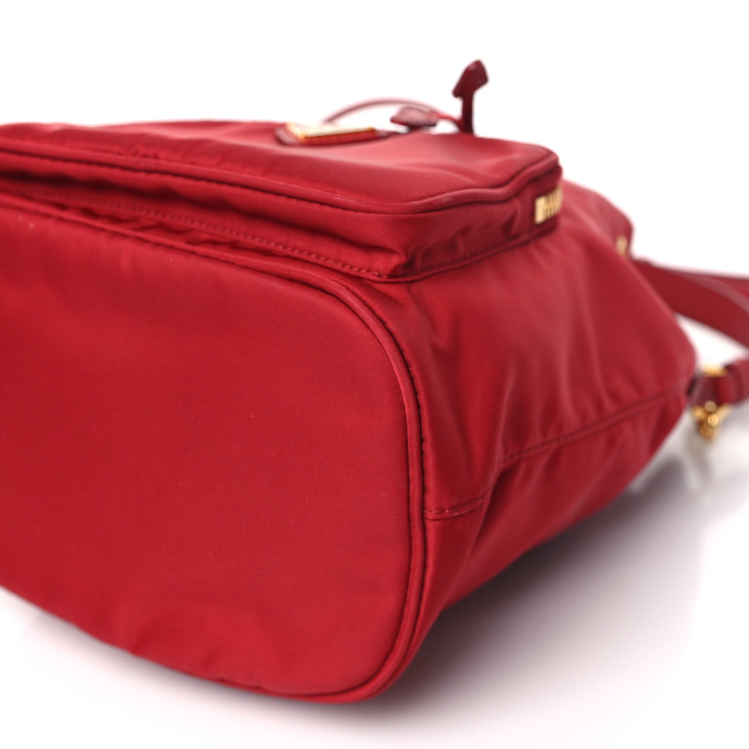 Prada Nylon Vela Saffiano Mini Bucket Crossbody Bag Fuoco 11 of 12