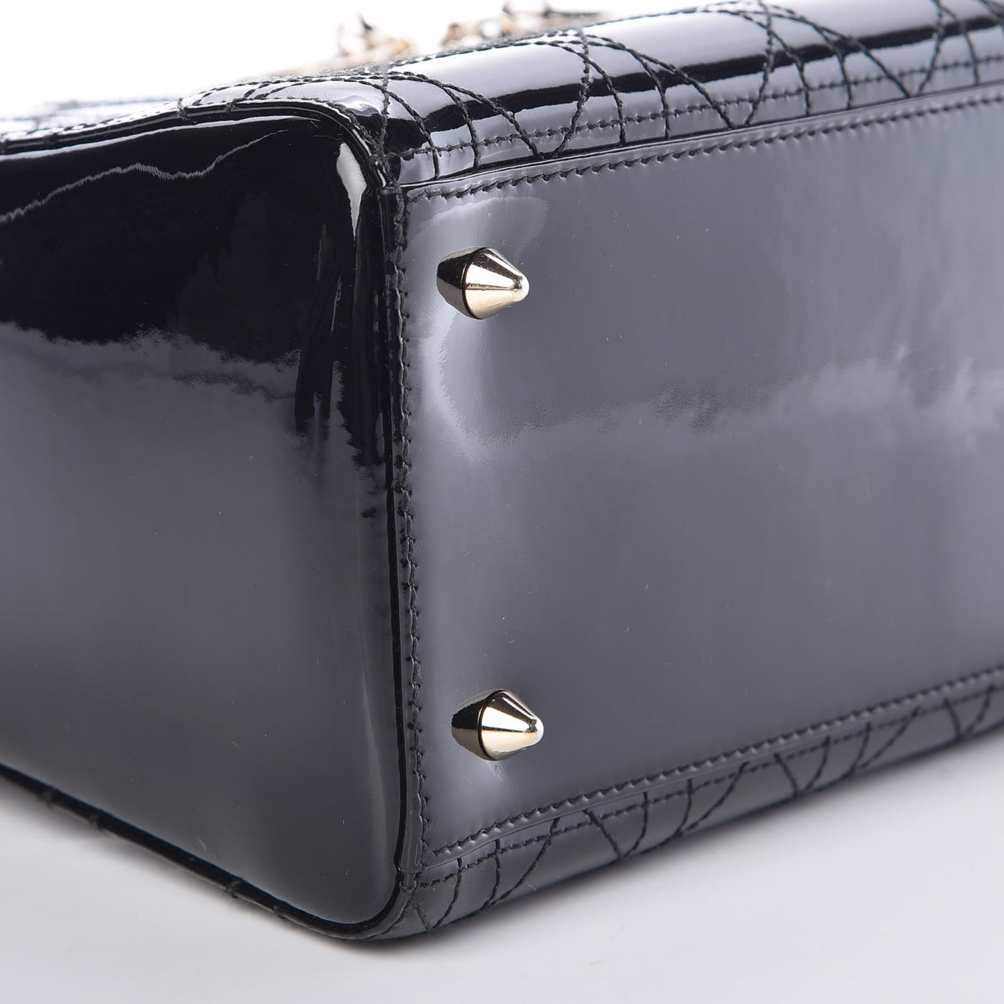 Patent Cannage Stitched Medium Lady Dior Black