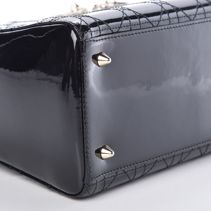 Christian Dior Patent Cannage Stitched Medium Lady Dior Black 8 of 9
