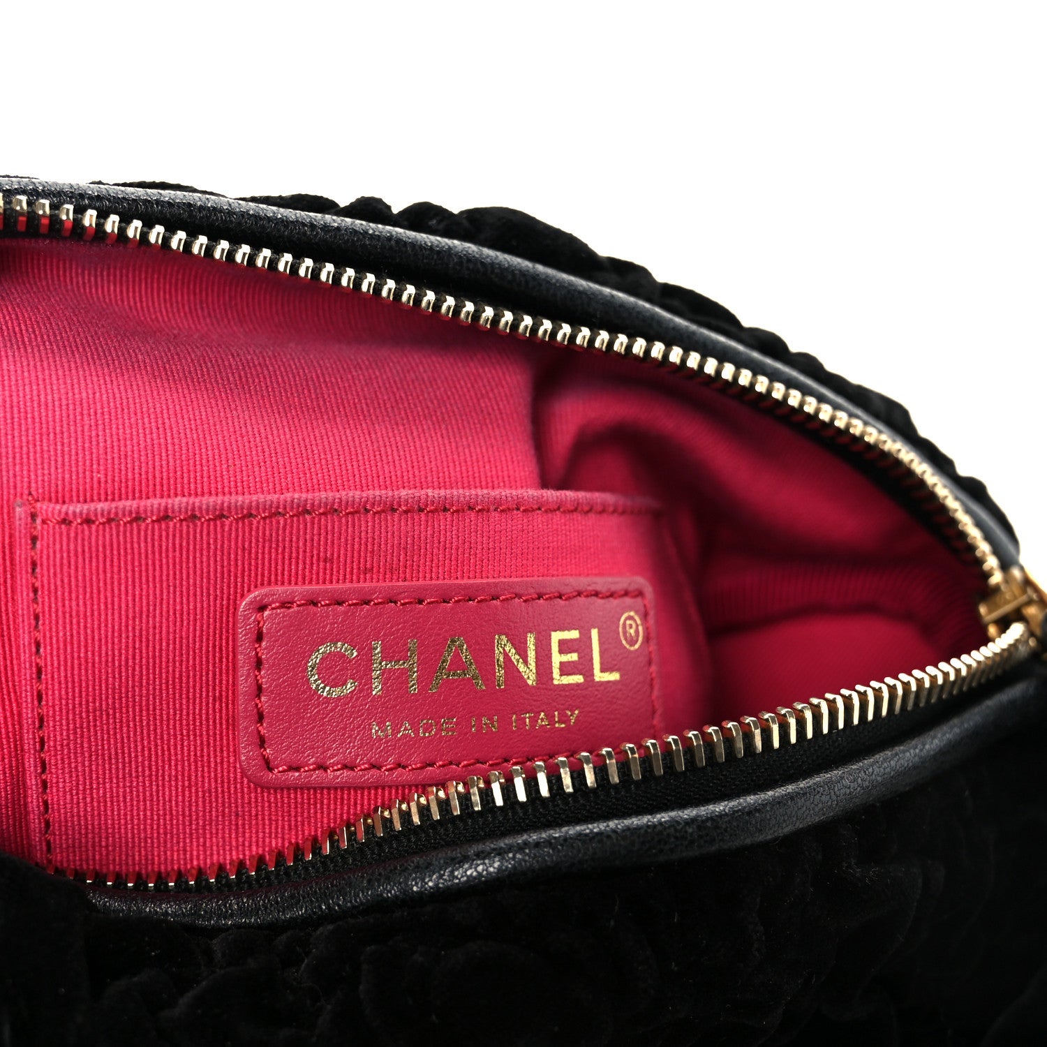 Chanel Velvet Camellia Embossed Barrel Clutch With Chain  Black 6 of 10