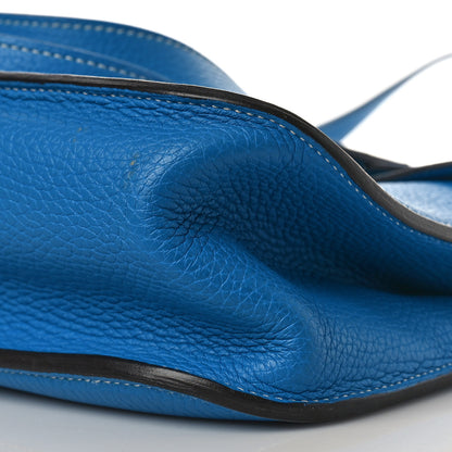 Hermes Taurillon Clemence Halzan 31 GM Bleu Zanzibar 8 of 9