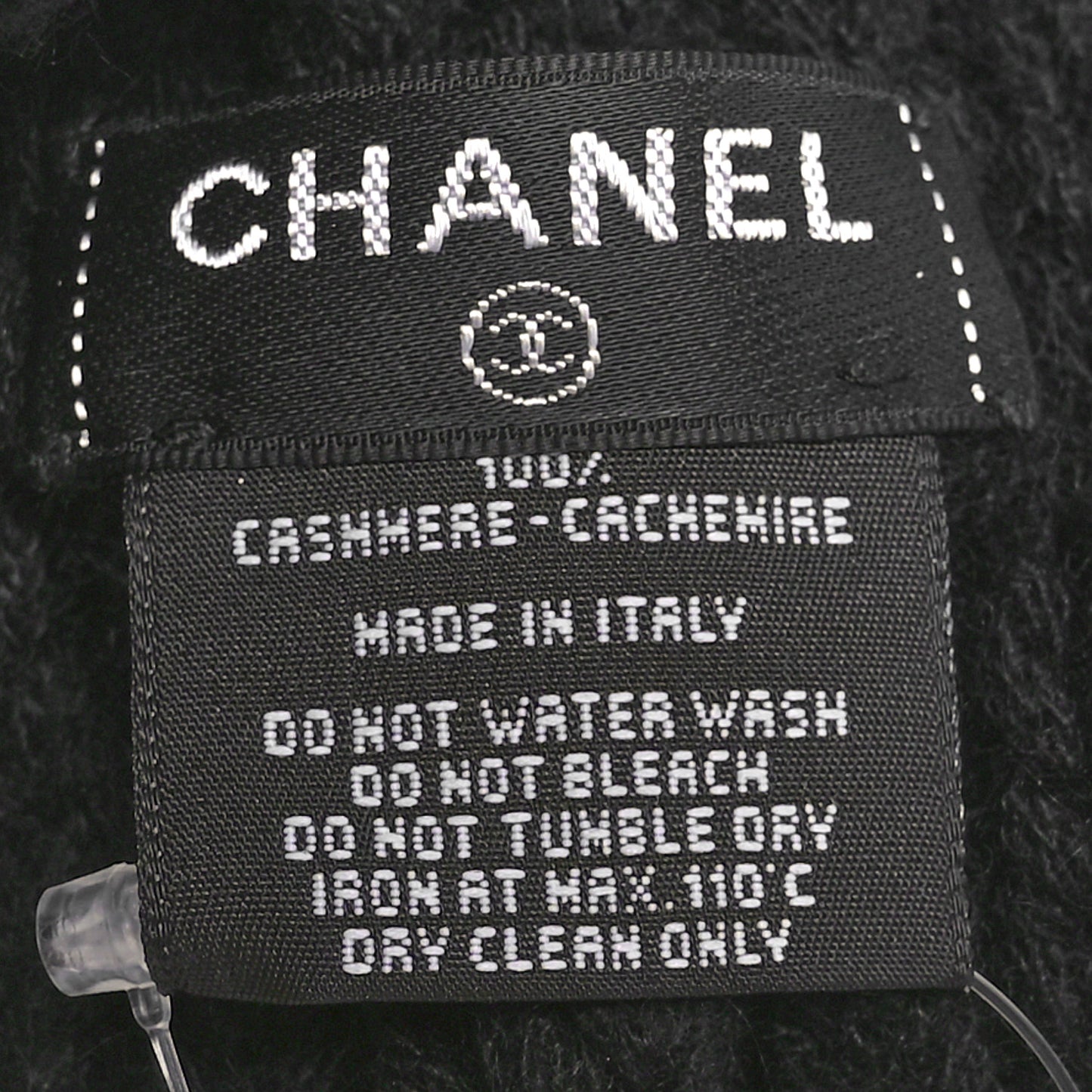 Wool Cashmere CC Beanie Hat Black White