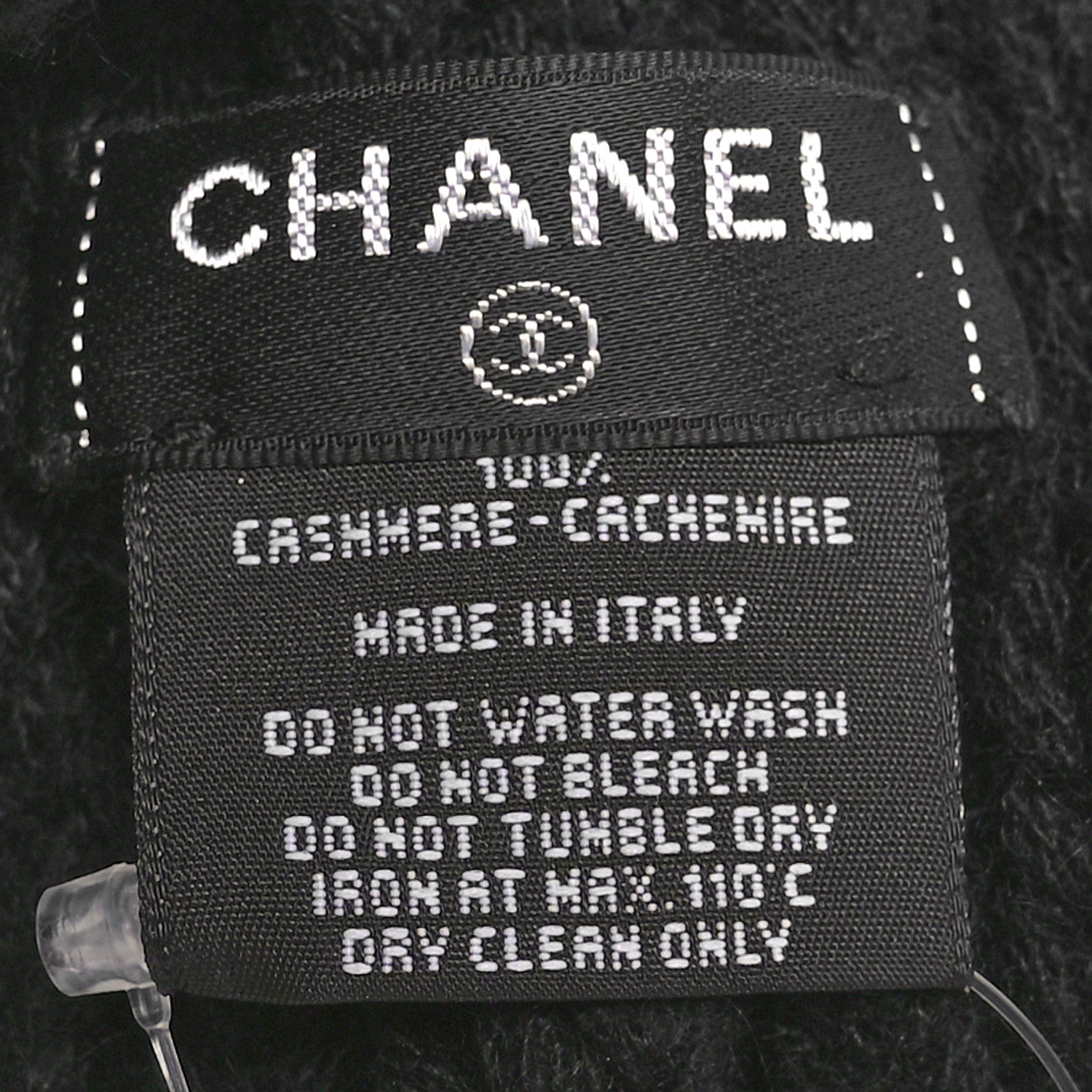 Chanel Wool Cashmere CC Beanie Hat Black White 5 of 5