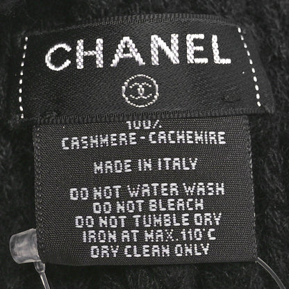 Chanel Wool Cashmere CC Beanie Hat Black White 5 of 5