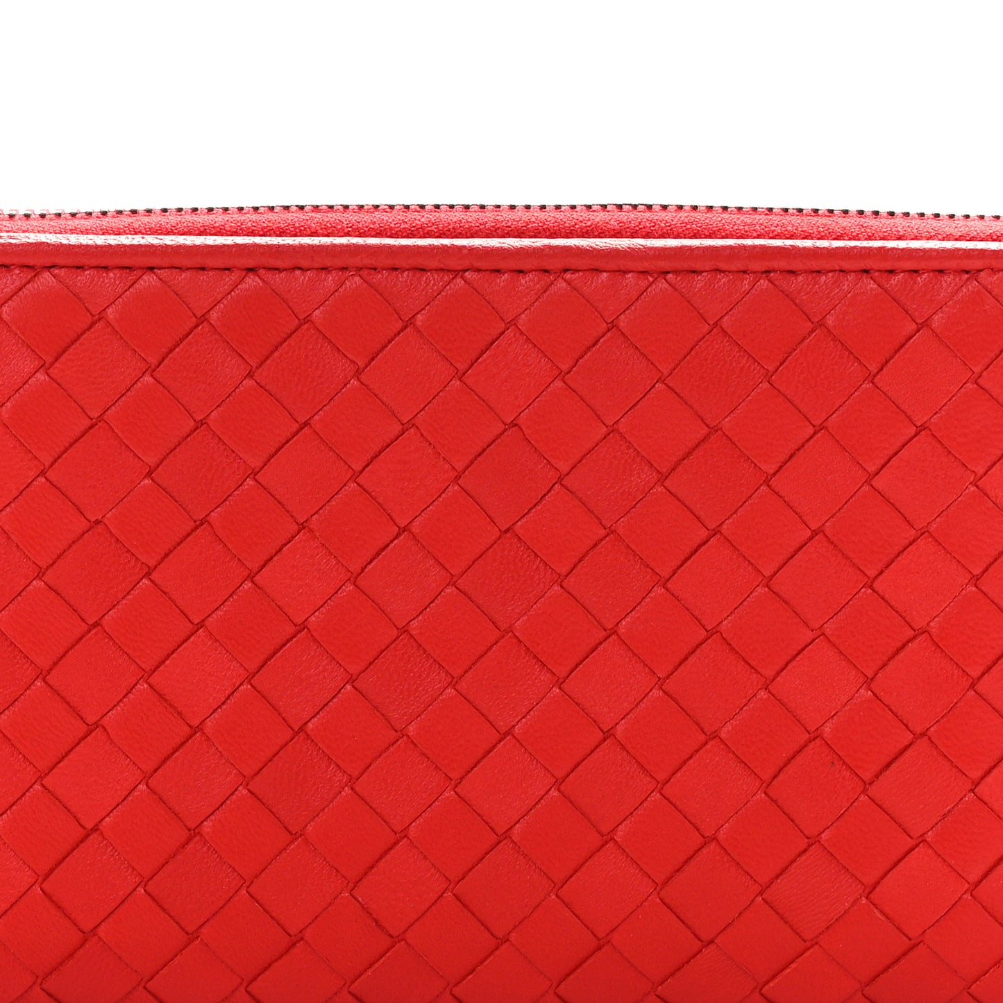Nappa Intrecciato Wristlet Zip Wallet Red