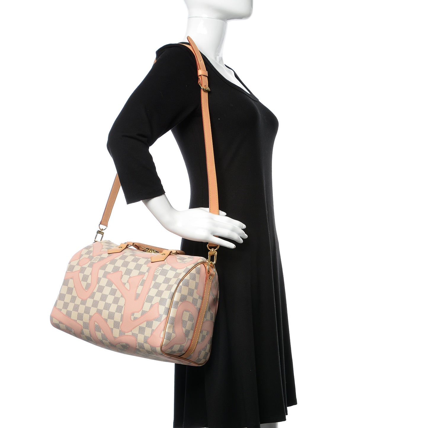 Damier Azur Tahitienne Speedy Bandouliere 30 Rose Ballerine