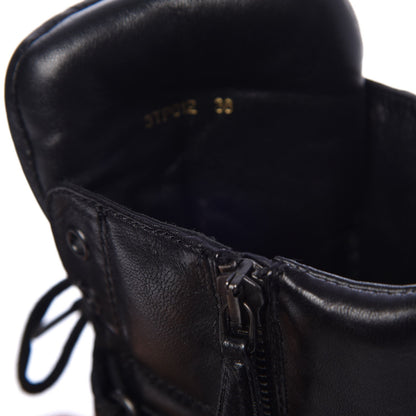 Prada Nappa Lace Up Ankle Boots 38 Black 11 of 13