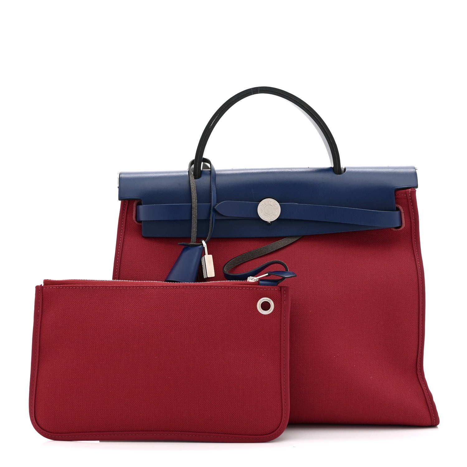 Hermes Military Toile Vache Hunter Herbag Zip 31 PM Rouge Grenat Bleu Saphir 3 of 14
