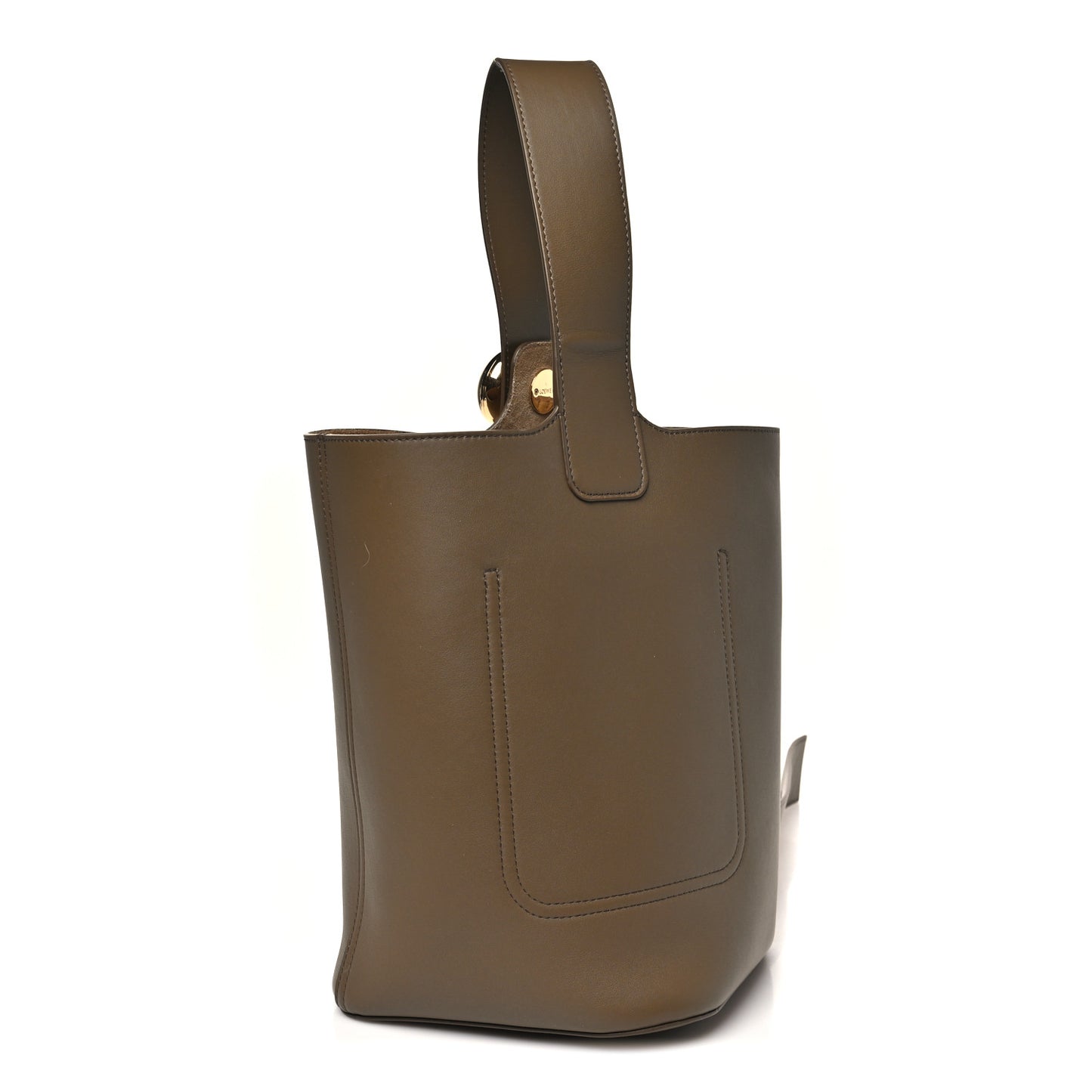 Smooth Calfskin Medium Pebble Bucket Bag Oak