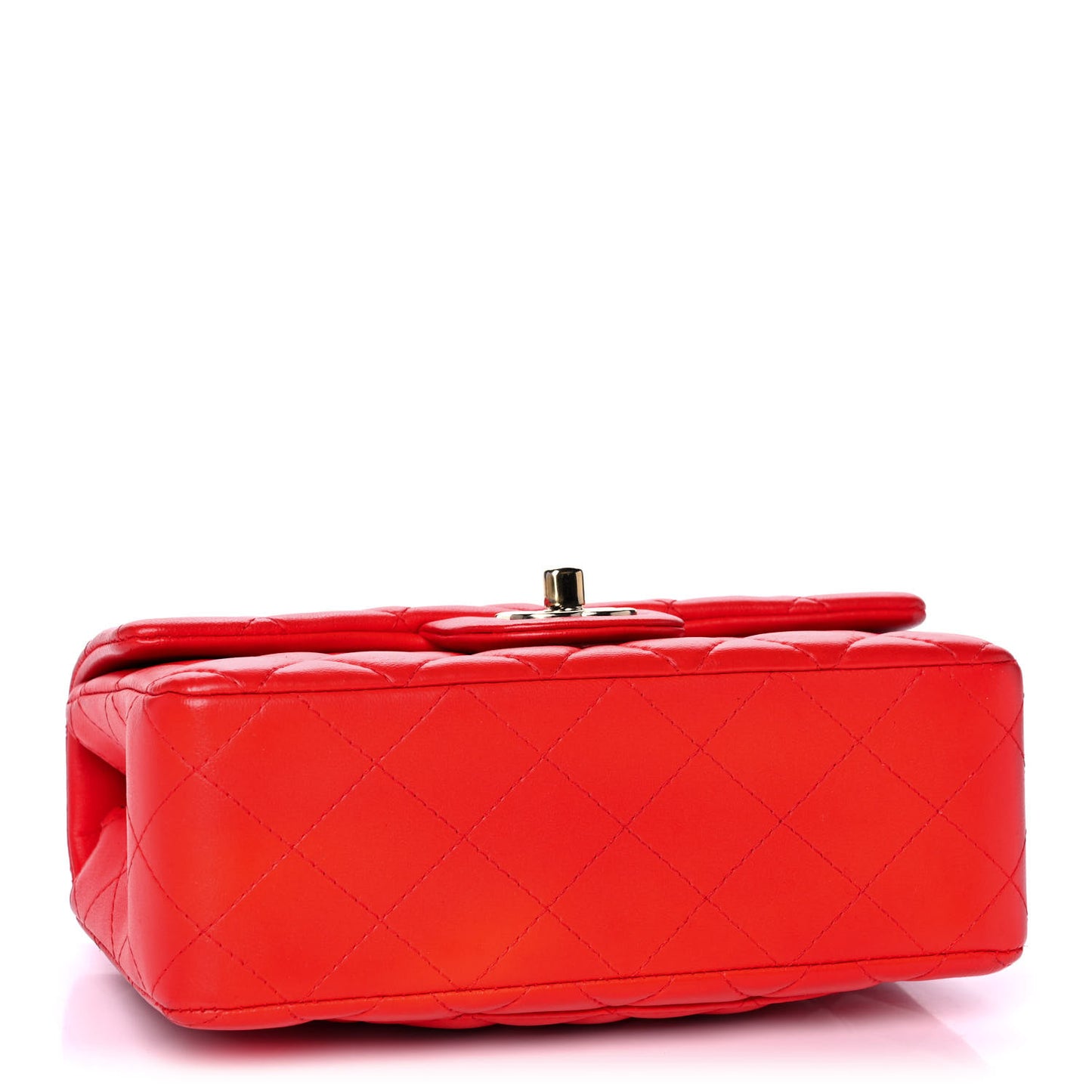 Lambskin Quilted Mini Rectangular Flap Orange