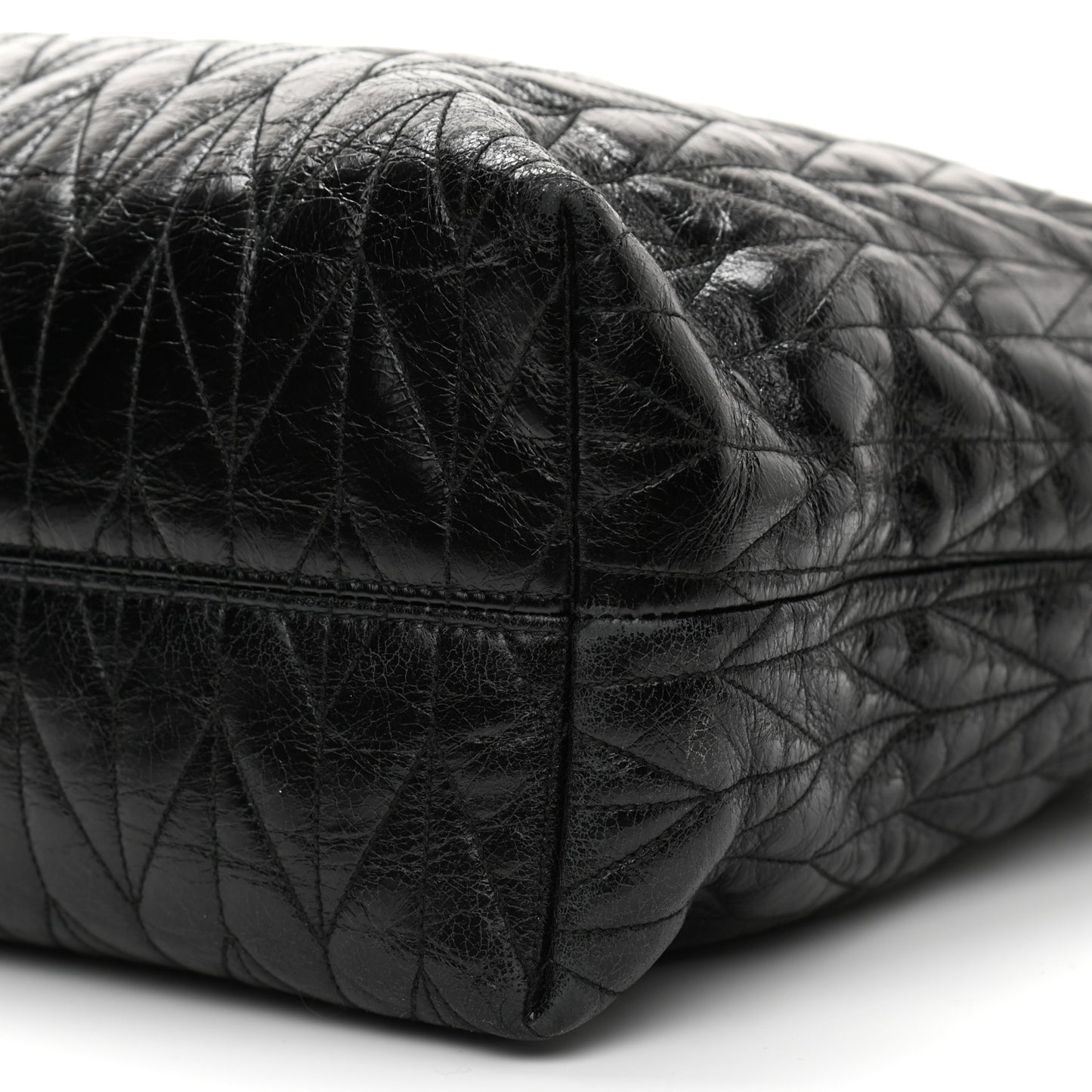 Nappa Matelasse Shine Trapuntato Large Tote Bag Black
