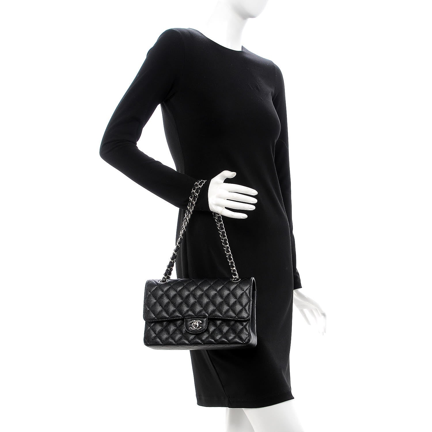 Chanel Caviar Quilted Medium Double Flap Black 3 of 12