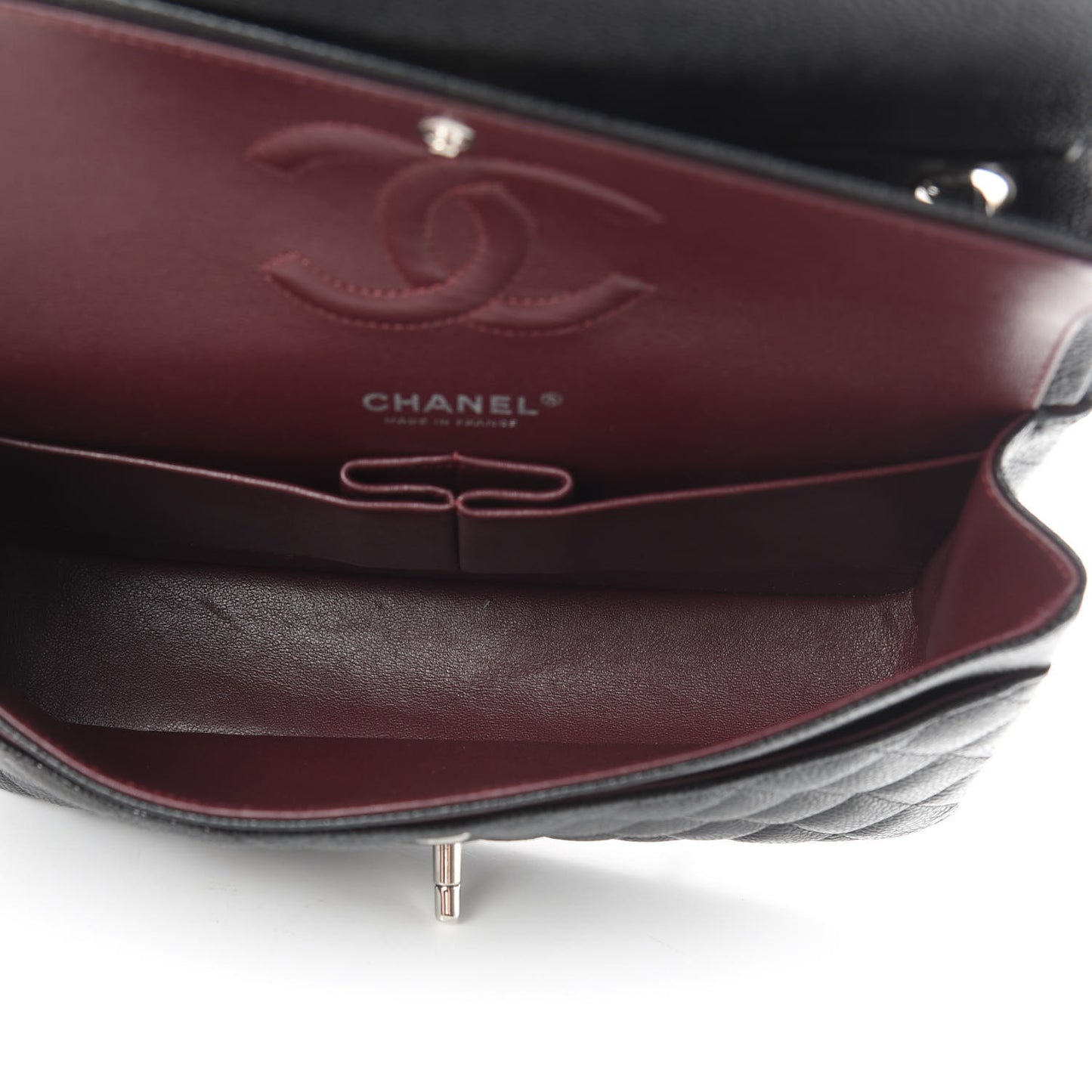 Caviar Quilted Medium Double Flap Black