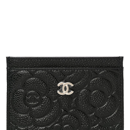 Chanel Caviar Camellia Embossed Card Holder Black 9 of 12