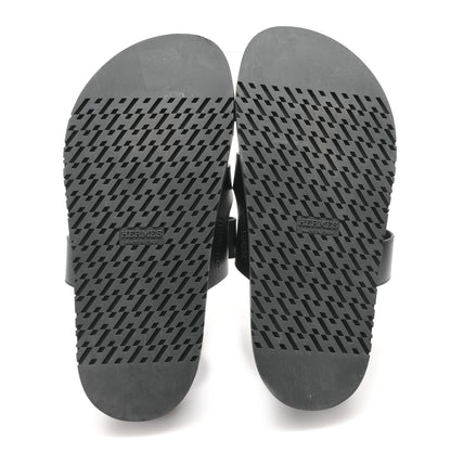 Hermes Calfskin Womens Chypre Sandals 36.5 Black 6 of 9