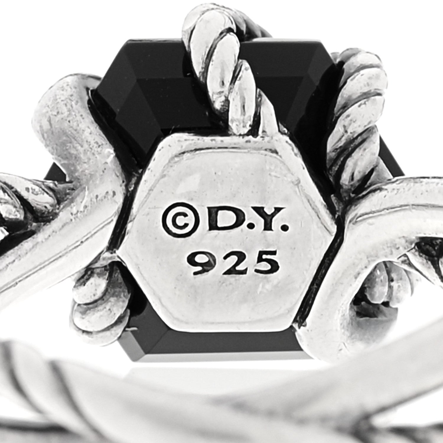 David Yurman Sterling Silver Diamond Black Onyx 10mm Cable Wrap Ring 52 6 5 of 5