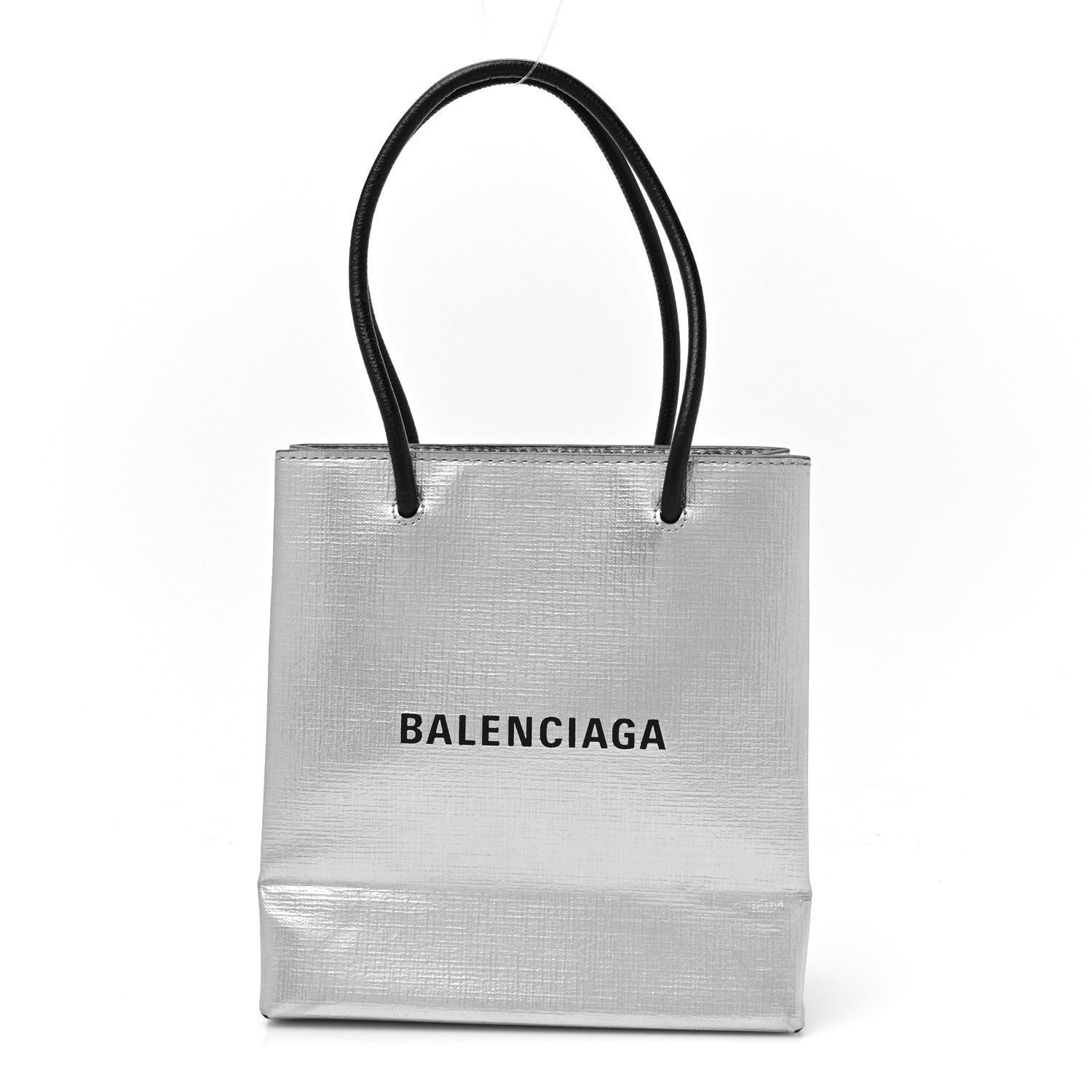 Balenciaga Metallic Squared Calfskin Logo North South Shopper Tote XXS Silver 1 of 12