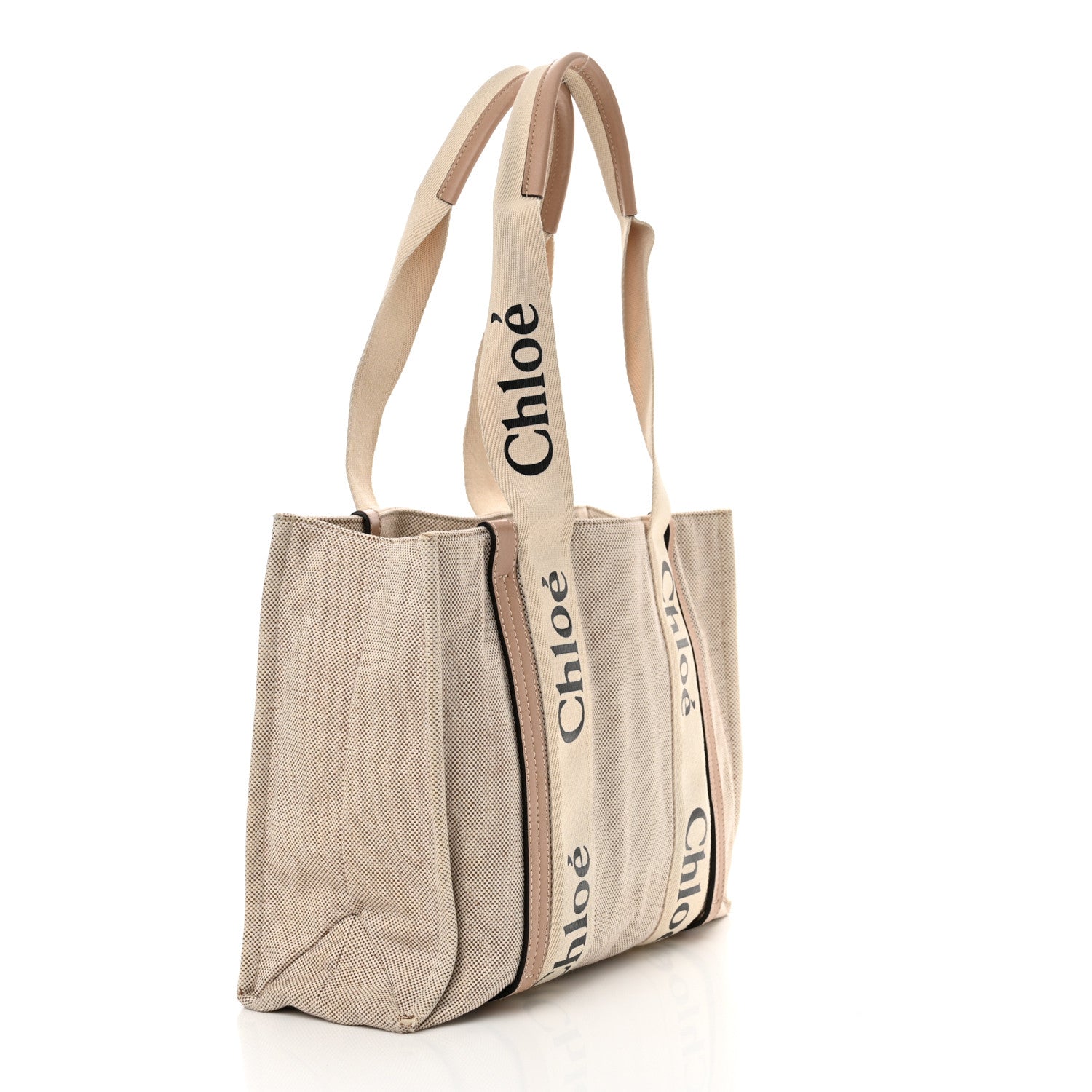 Chloe Linen Calfskin Medium Woody Ribbon Tote Argil Brown 3 of 14