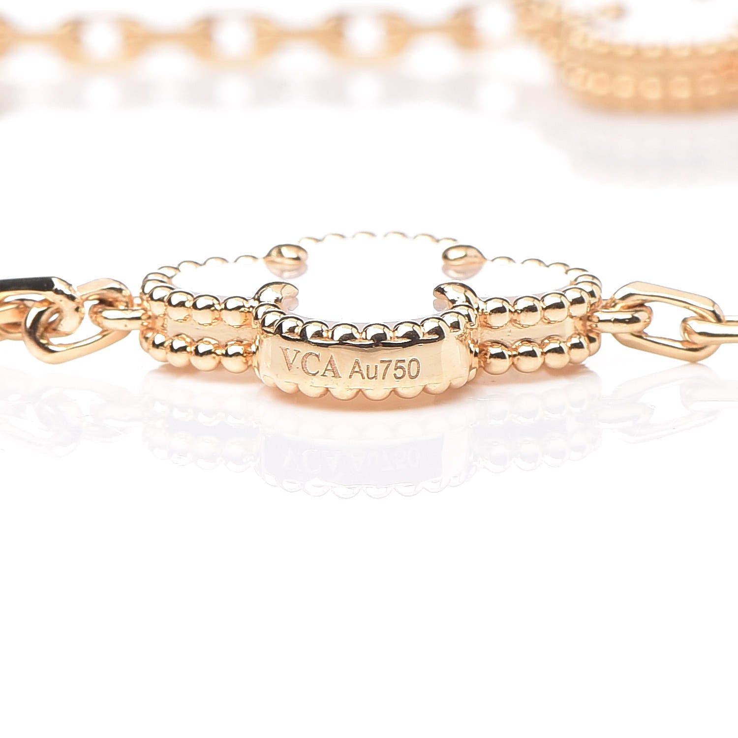 Van Cleef & Arpels 18K Yellow Gold Mother of Pearl 5 Motifs Vintage Alhambra Bracelet 5 of 7