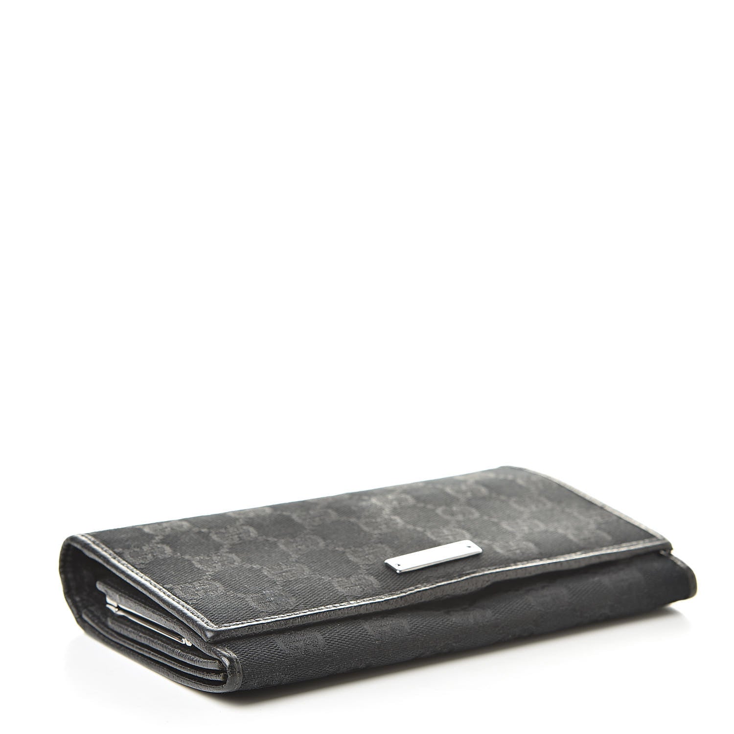 Gucci Monogram Metal Bar Continental Flap Wallet Black 4 of 18